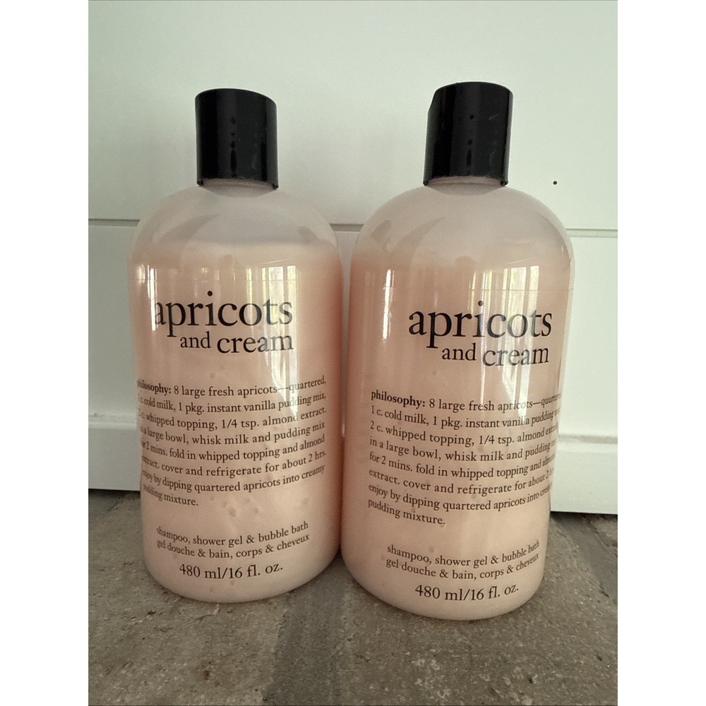 2 Philosophy Apricots & Cream Shampoo & Shower Gel (16 oz) Brand New & Sealed